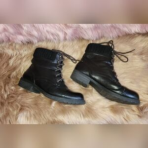 MIX NO. 6 Womens 9 Leather POSY Lace Up Ankle Boots Booties Outdoor Black